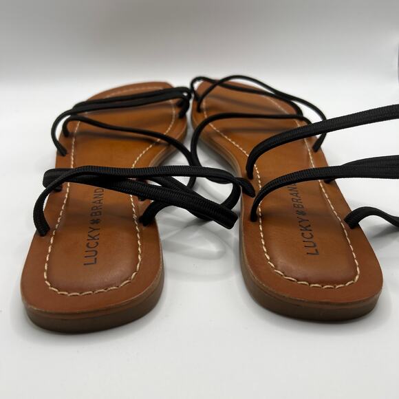 Lucky Brand LK-Bizell Strappy Flat Sandal Elastic Strap Black 9 - Picture 6 of 7